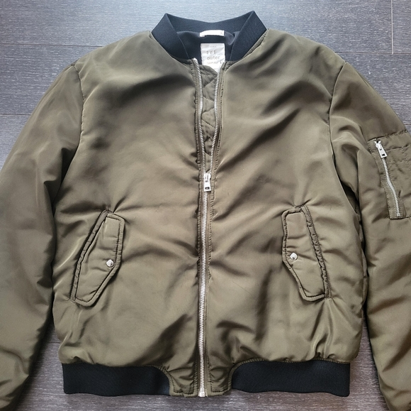 ZARA Women Bomber Flight Jacket Olive M - Picture 4 of 8